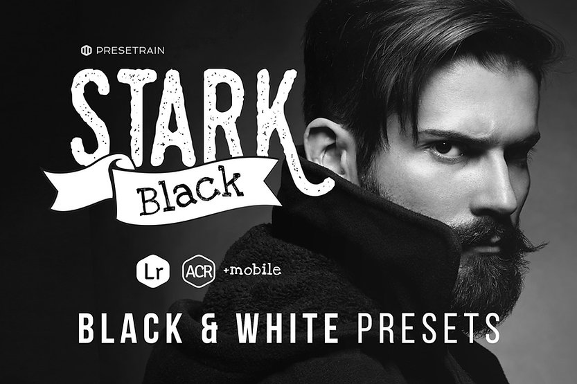 Presetrain – Stark Black Dramatic BW Lightroom Presets 插件预设 第1张