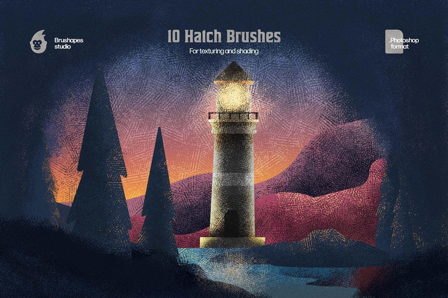 10款经典中国风插画点状铅笔素描阴影Ps笔刷画笔设计素材 Hatch Master Brushes for Photoshop , 第3张