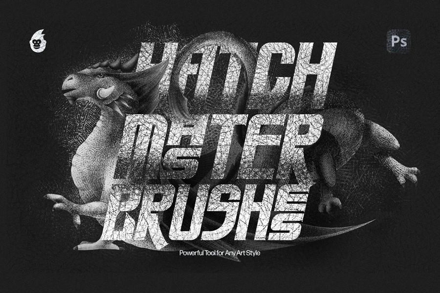 10款经典中国风插画点状铅笔素描阴影Ps笔刷画笔设计素材 Hatch Master Brushes for Photoshop , 第4张