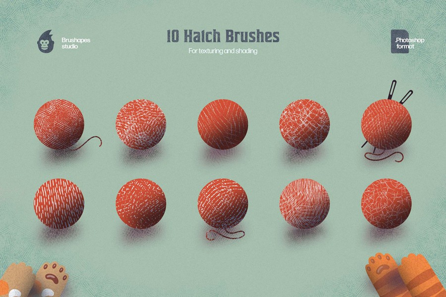 10款经典中国风插画点状铅笔素描阴影Ps笔刷画笔设计素材 Hatch Master Brushes for Photoshop , 第6张