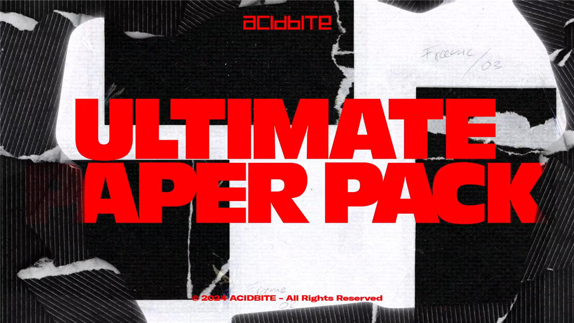 Acidbite Ultimate Paper Pack 200个复古拼贴纸张撕纸拼贴磁带墨迹视频转场背景纹理元素叠加MOV视频素材 , 第1张