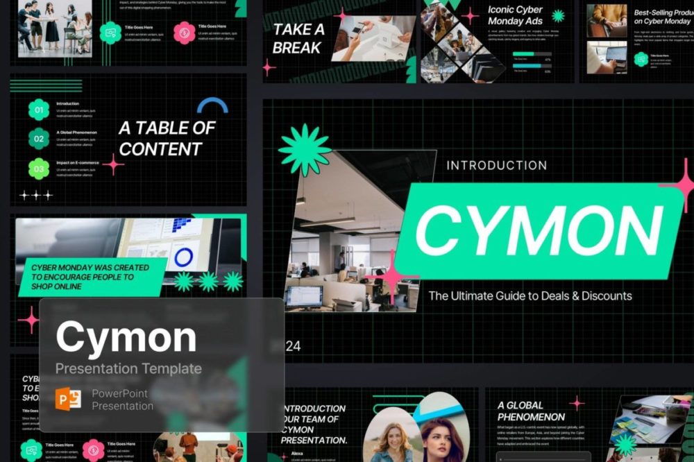 时尚品牌营销策划演示文稿设计ppt模版 Cymon – Cyber Monday Powerpoint Template , 第1张