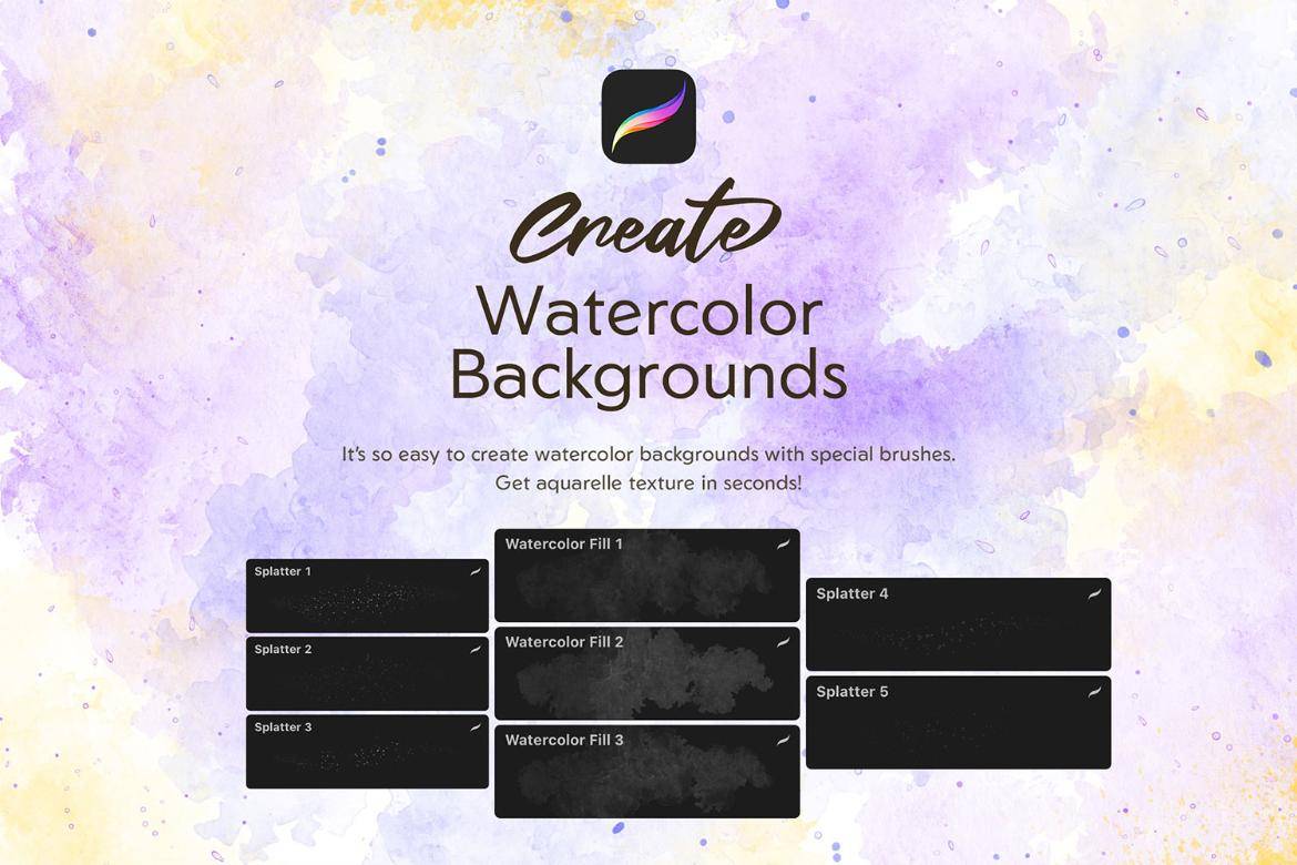 48款真实水彩艺术绘画插画procreate笔刷纸张纹理设计素材套装 Realistic Watercolor Procreate Brushes , 第4张