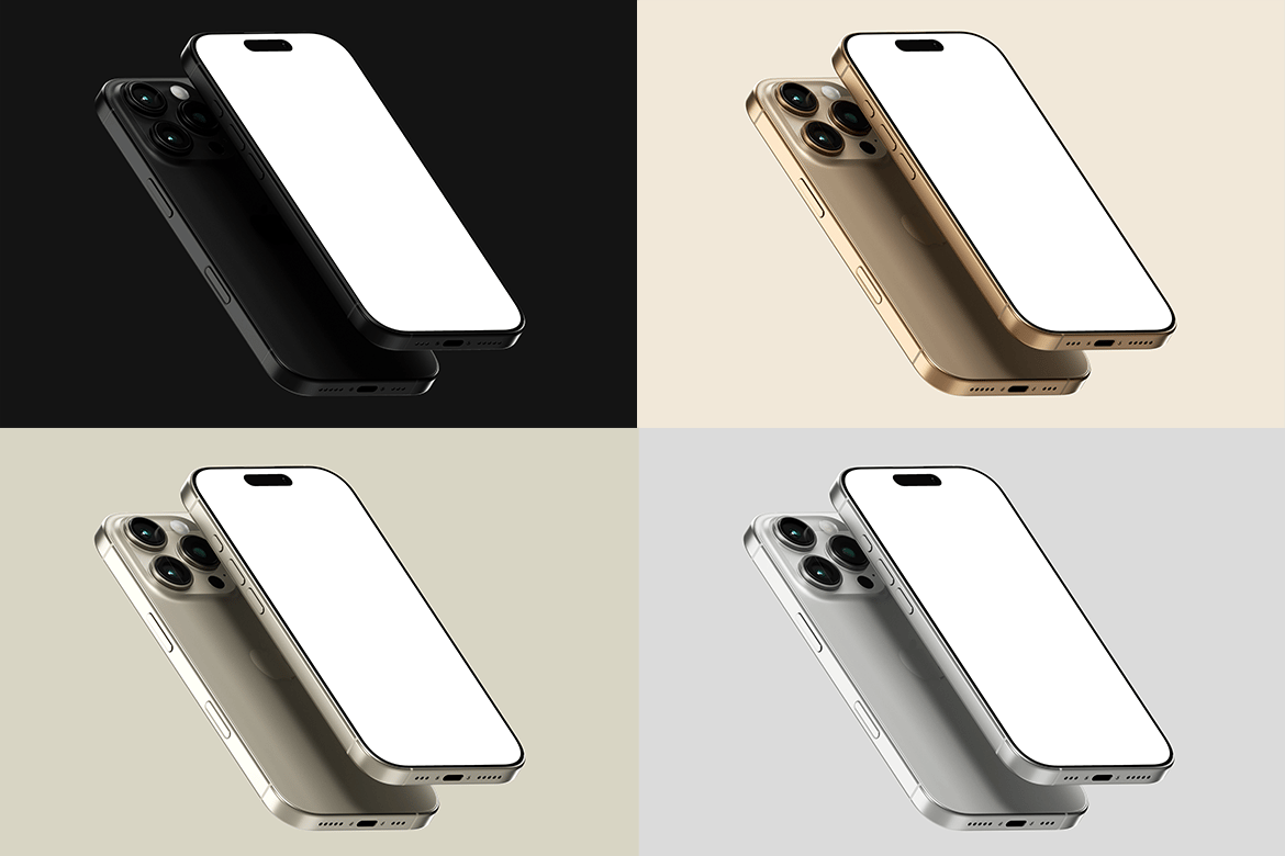 20款app ui设计作品提案多配色苹果iPhone 16 Pro展示ps样机效果图模板 iPhone 16 Pro Mockup , 第6张