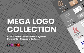 4000+款创意字母抽象符号几何图形LOGO图标设计AI/Figma/XD矢量素材 Mega Logo Collection