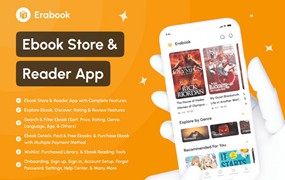 110+屏高级电子书商店阅读器APP应用程序UI界面设计Figma模板套件 Erabook – Ebook Store & Reader App UI Kit