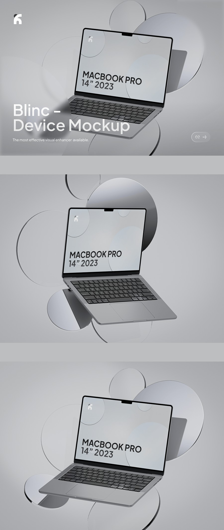 高级灰背景网站web ui设计Ps展示效果图苹果MacBook Pro笔记本电脑贴图样机 Blinc – Macbook Pro Gray Mockups 样机素材 第3张