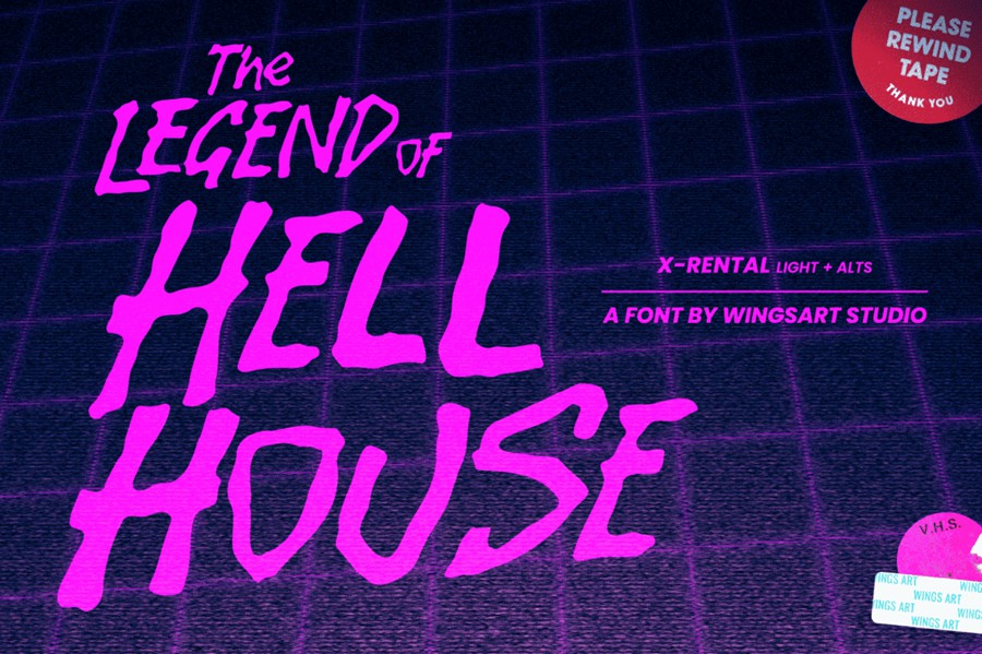 复古恐怖杂志漫画海报徽标设计手写英文字体安装包 X-Rental – 1980s Retro VHS Horror Font , 第13张