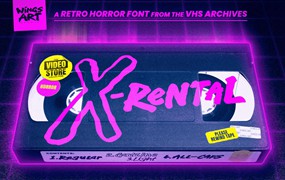 复古恐怖杂志漫画海报徽标设计手写英文字体安装包 X-Rental – 1980s Retro VHS Horror Font