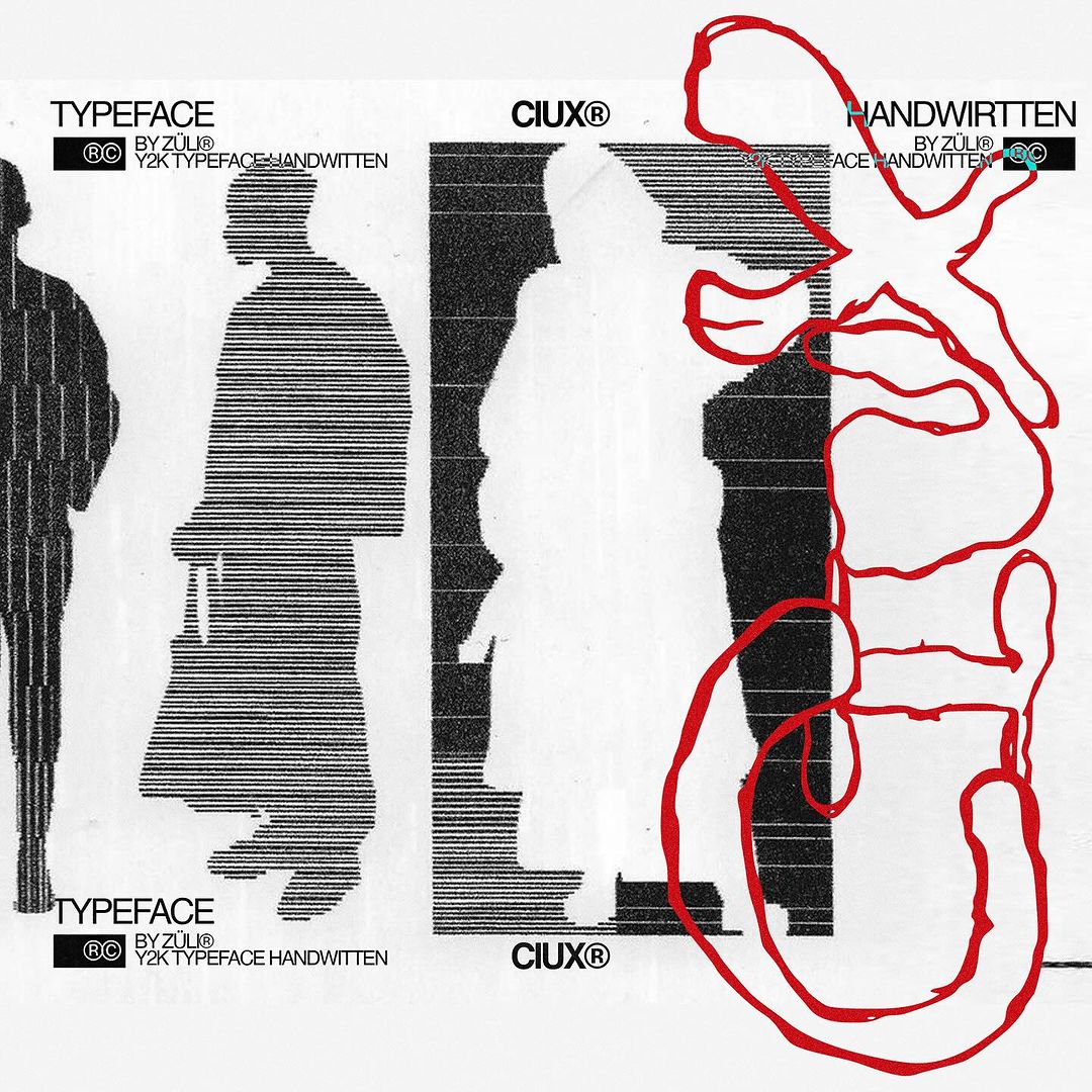 英文字体”涂鸦复古迷幻抽象Y2K艺术英文标题排版手写装饰性西文字体 Ciux – Typeface demo , 第3张