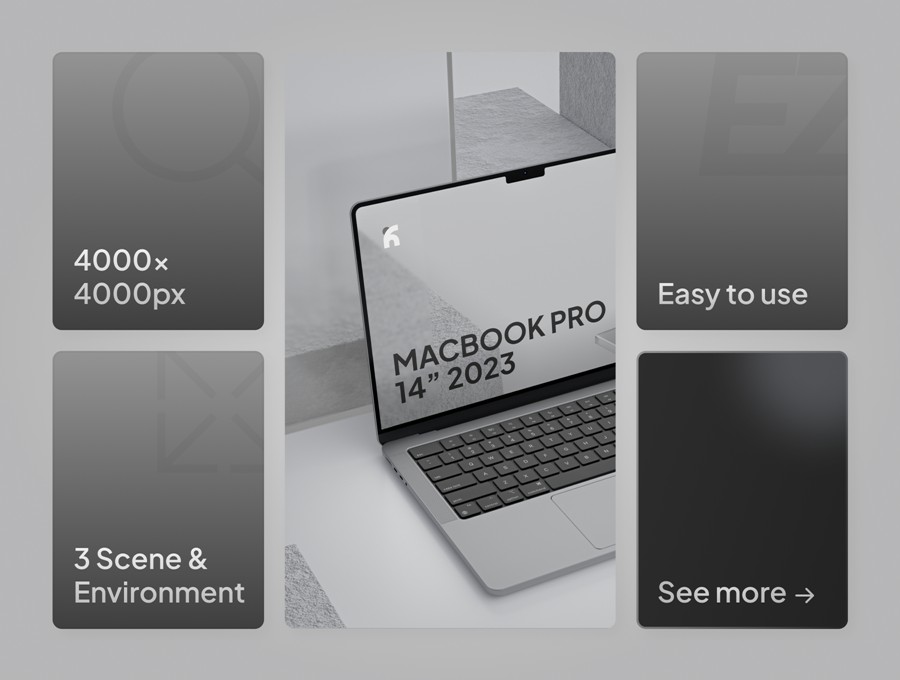 现代工业风网站web ui界面设计苹果MacBook Pro笔记本电脑展示贴图PSD样机 Acea – Macbook Pro Mockups , 第5张