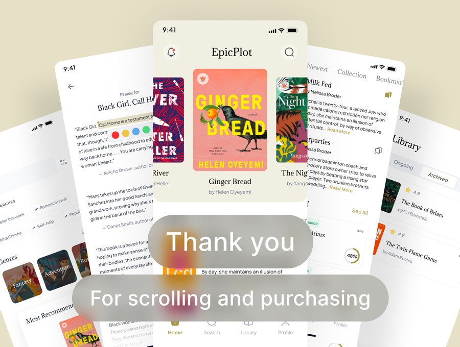 50+屏电子书小说阅读器书店APP软件UI界面设计Figma模板素材 Epicplot – Ebook and Novel Reader UI Kit Template APP UI 第8张