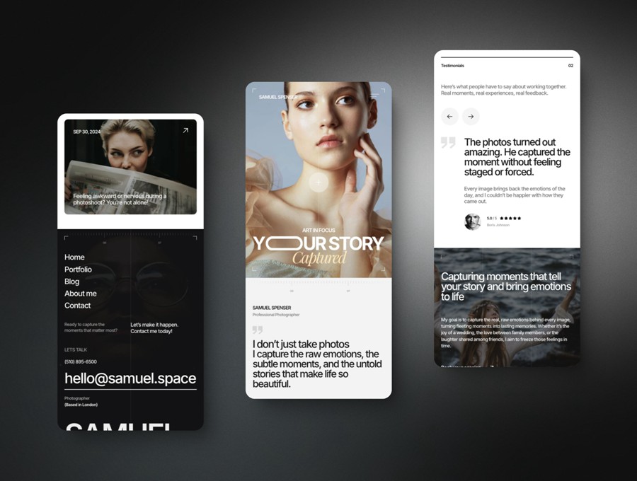 精美响应式摄影师设计师作品展示网站web ui界面设计Framer/Figma模板素材 Captured — Photography Framer Template , 第3张