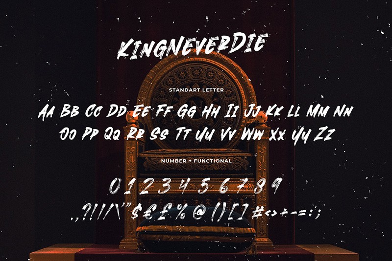 KingNeverDie 潮流英文手刷字体 , 第2张