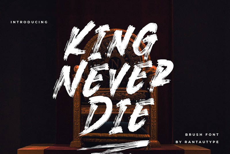 KingNeverDie 潮流英文手刷字体 , 第1张