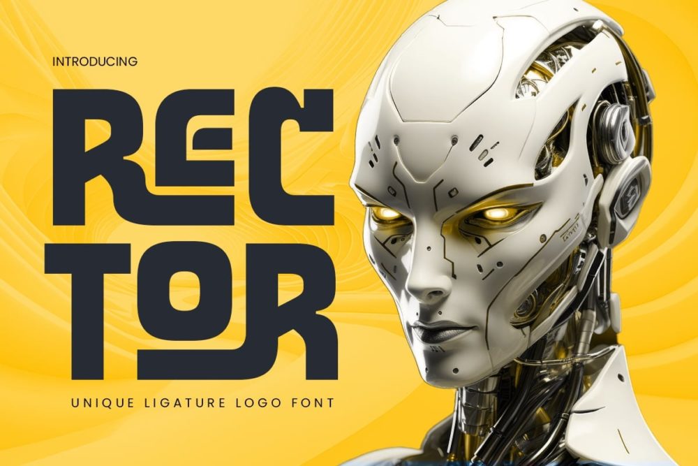 未来时尚科技品牌游戏徽标设计无衬线英文字体安装包 Rector – Unique Ligature Sci-fi Futuristic Font , 第1张