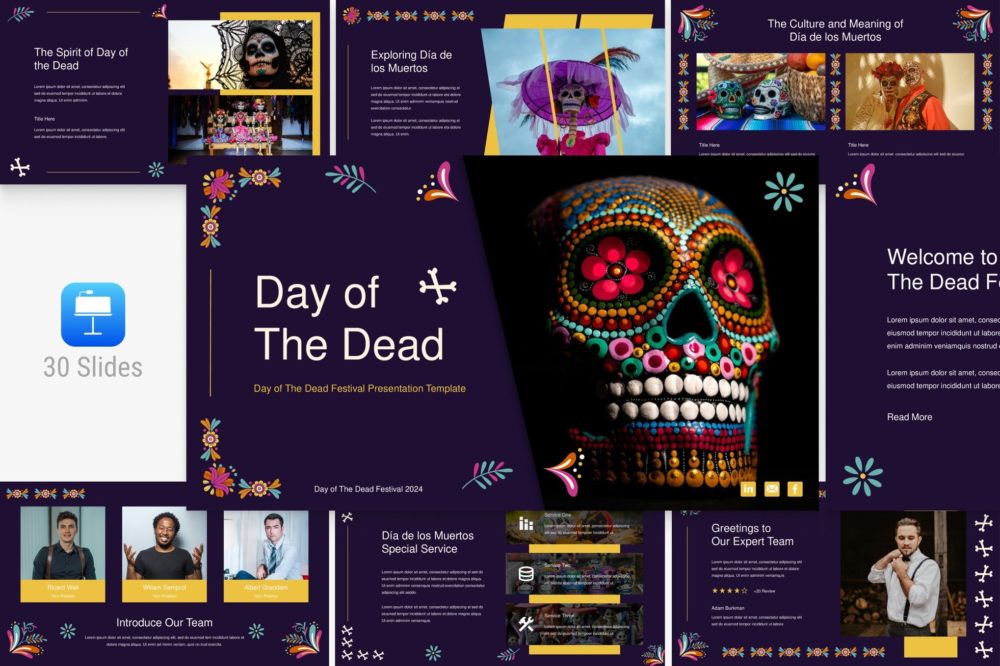 万圣节主题活动营销策划演示文稿设计keynote模版 Day of the Dead Presentation Template , 第1张