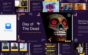 万圣节主题活动营销策划演示文稿设计keynote模版 Day of the Dead Presentation Template