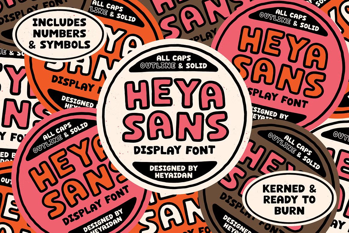 HEYA Sans | All Caps Display Font 趣味海报T恤插图贴纸设计装饰无衬线字体 , 第1张