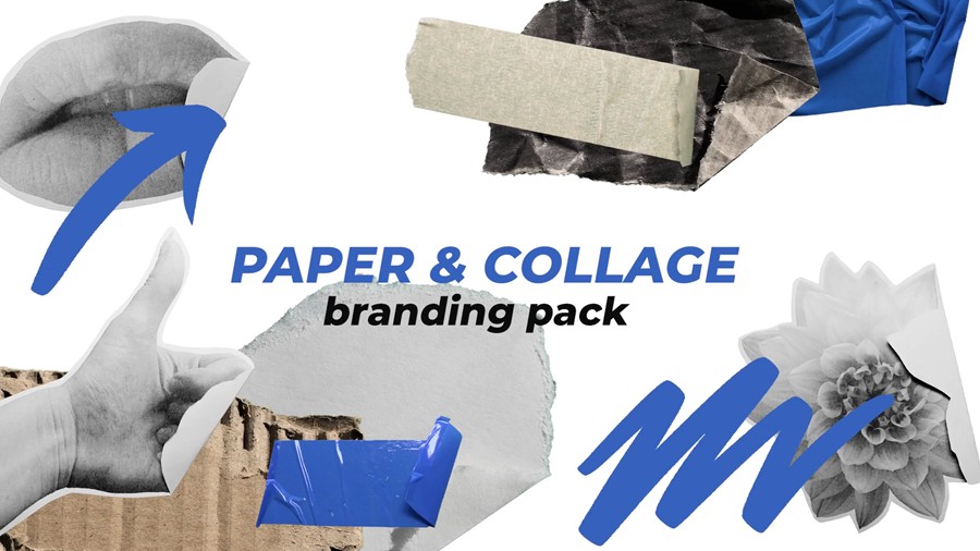 复古纸张胶带拼贴视频叠加标题动画转场过渡PR模板 Paper & Collage Branding Pack , 第1张