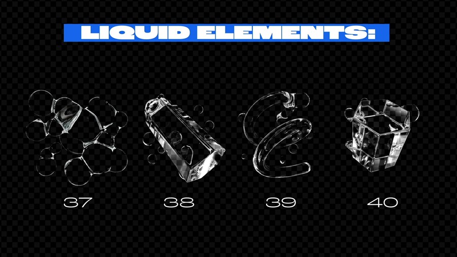 4K时尚3D液体玻璃Y2K元素视频开场转场过渡背景无缝循环动画套件AE模板 , 第16张