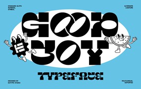 Good Joy | Groovy Font 70年代复古经典趣味嬉皮士美学平面贴纸卡通动画字体