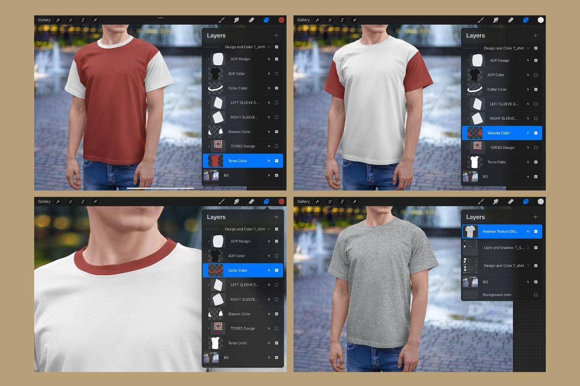 5款逼真男士半袖T恤设计展示贴图Procreate样机模板素材 5 Mockups Man T-Shirt on the Street for Procreate , 第3张