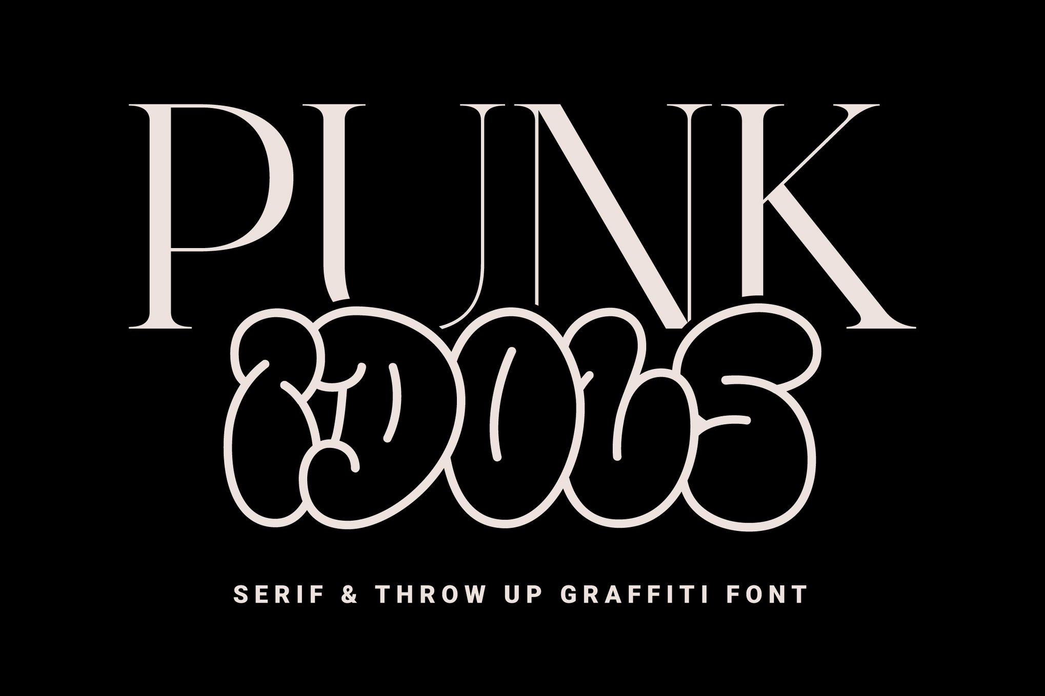 英文字体：趣味Y2K气泡涂鸦复古装饰logo徽标插画手写衬线字体 Punk Idols – Serif & Throw Up Font , 第1张