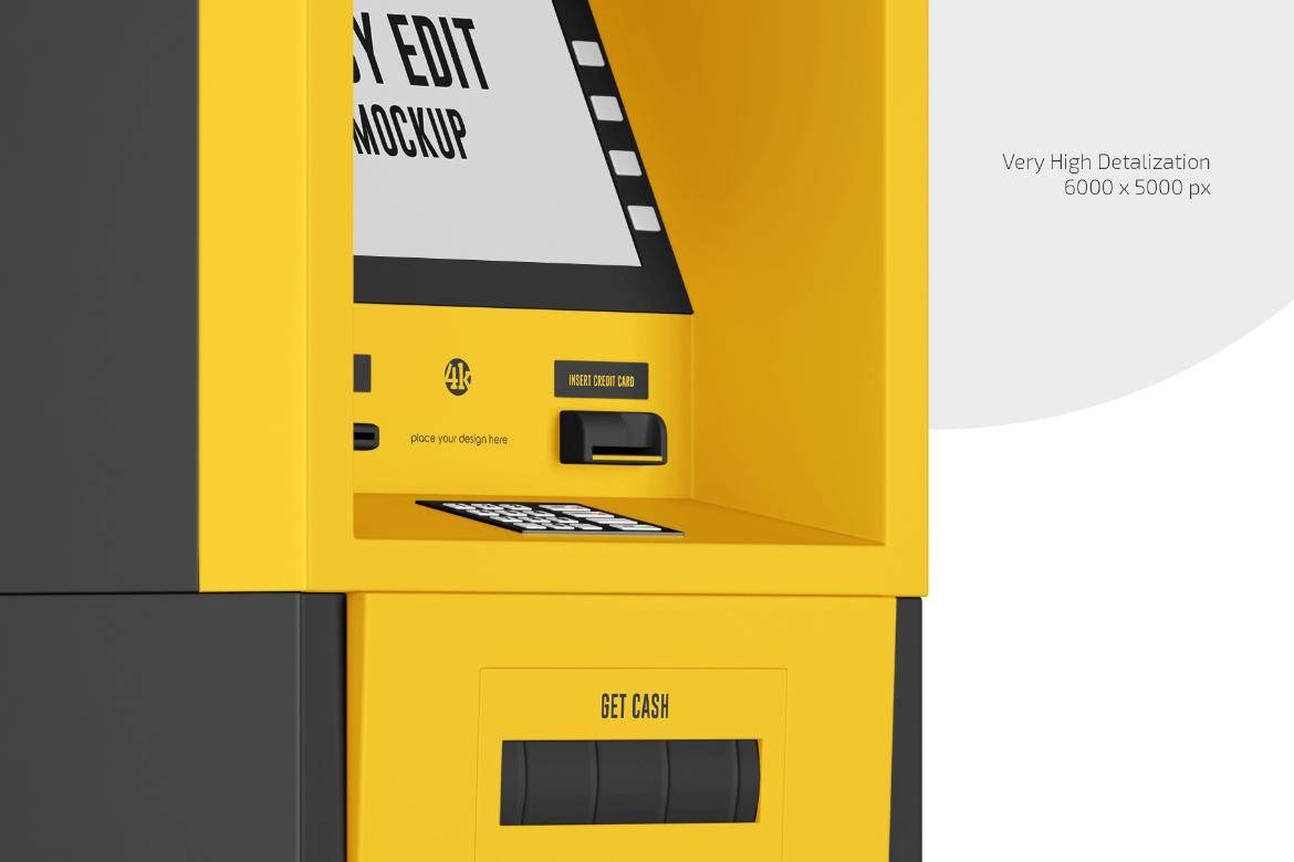 6款ATM自助取款机外观模型设计效果图PS贴图样机模板素材 ATM Machine Mockup Set , 第3张