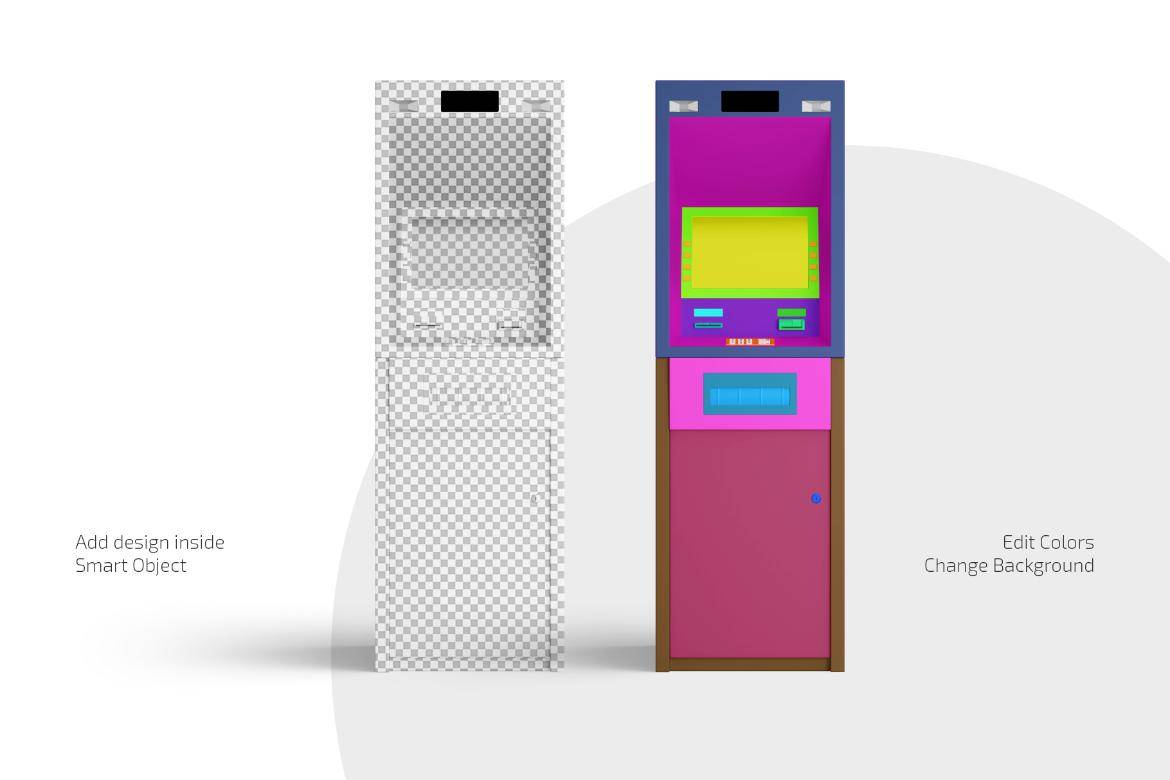 6款ATM自助取款机外观模型设计效果图PS贴图样机模板素材 ATM Machine Mockup Set , 第2张