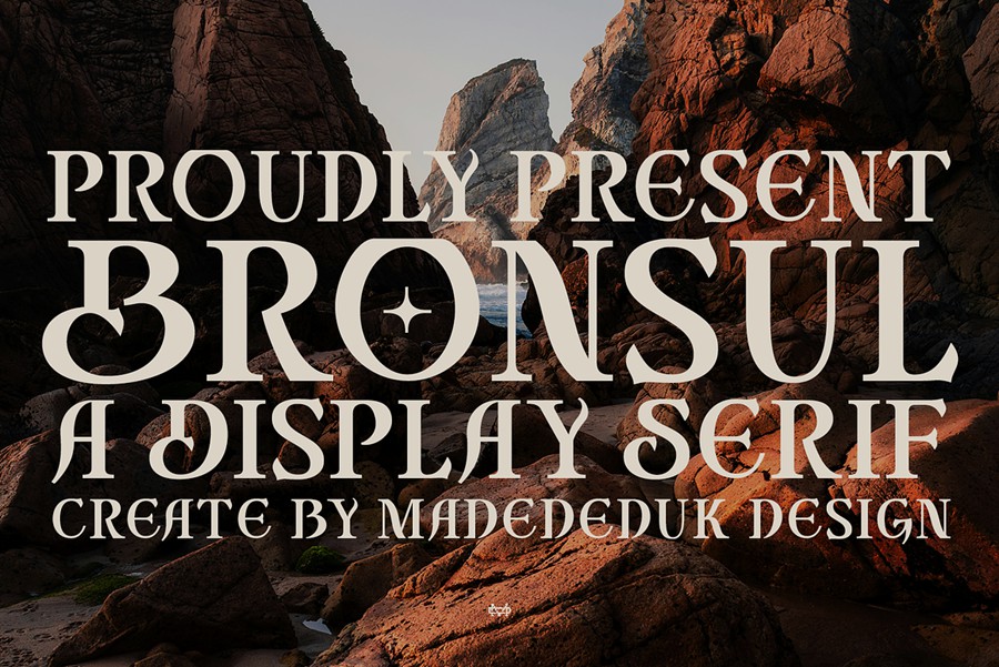 时尚复古品牌海报邀请函标题设计衬线英文字体安装包 Bronsul Serif Display , 第1张