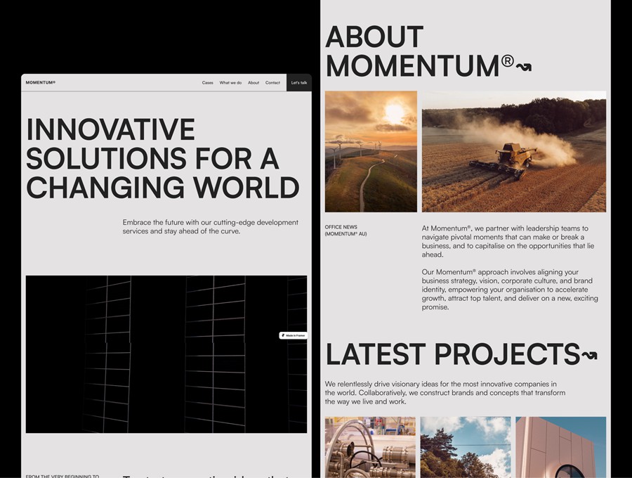 时尚自适应作品集案例企业品牌服务网站WEB UI界面设计Framer模板素材 MOMENTUM – Agency Website Template for Framer , 第9张