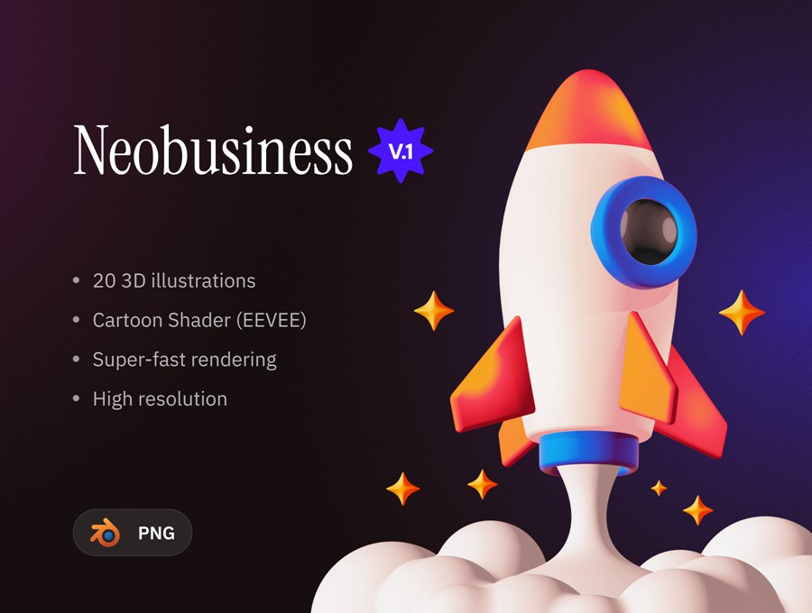 21款卡通趣味创意网络科技金融3D插图图标设计Blender/PNG格式素材 Neobusiness 3D , 第1张