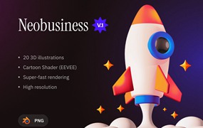 21款卡通趣味创意网络科技金融3D插图图标设计Blender/PNG格式素材 Neobusiness 3D