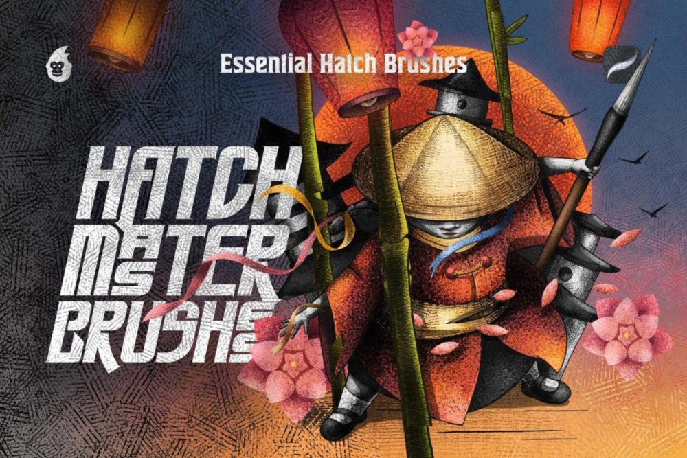 创意复古中国风漫画插件绘画艺术线条阴影procreate笔刷设计素材 Hatch Master Brushes for Procreate , 第1张