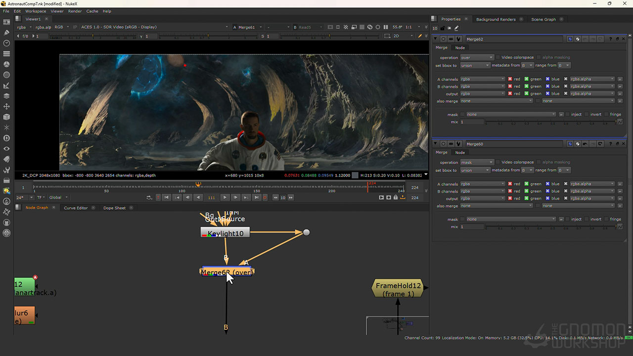 Nuke实拍2.5D电影视频绿幕抠像特效镜头合成视频教程 中英文字幕 Advanced Compositing – Keying & Creating 2.5D Projections , 第8张