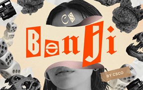 时尚拼贴艺术品牌音乐海报设计装饰英文字体安装包 Benji – Collage Font