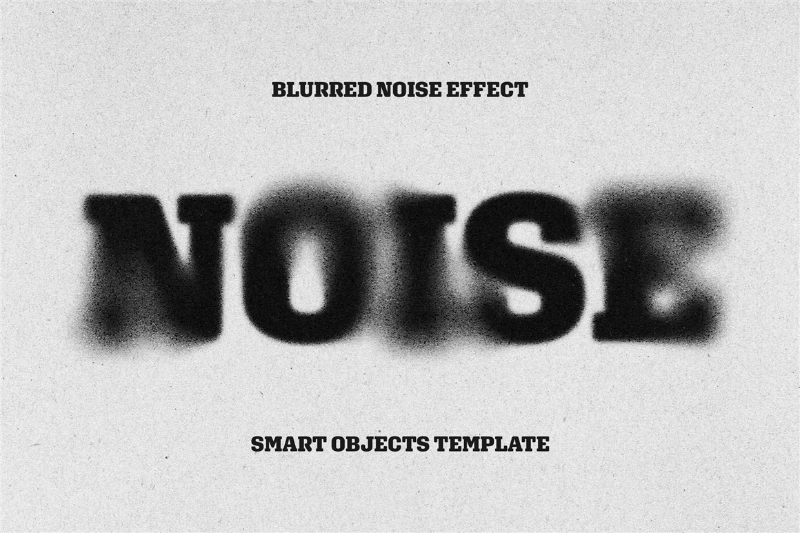 复古模糊抽象艺术颗粒噪点纸张印刷打印文字标题特效PSD样机 Blurred Noise Text Effect , 第1张