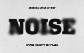 复古模糊抽象艺术颗粒噪点纸张印刷打印文字标题特效PSD样机 Blurred Noise Text Effect