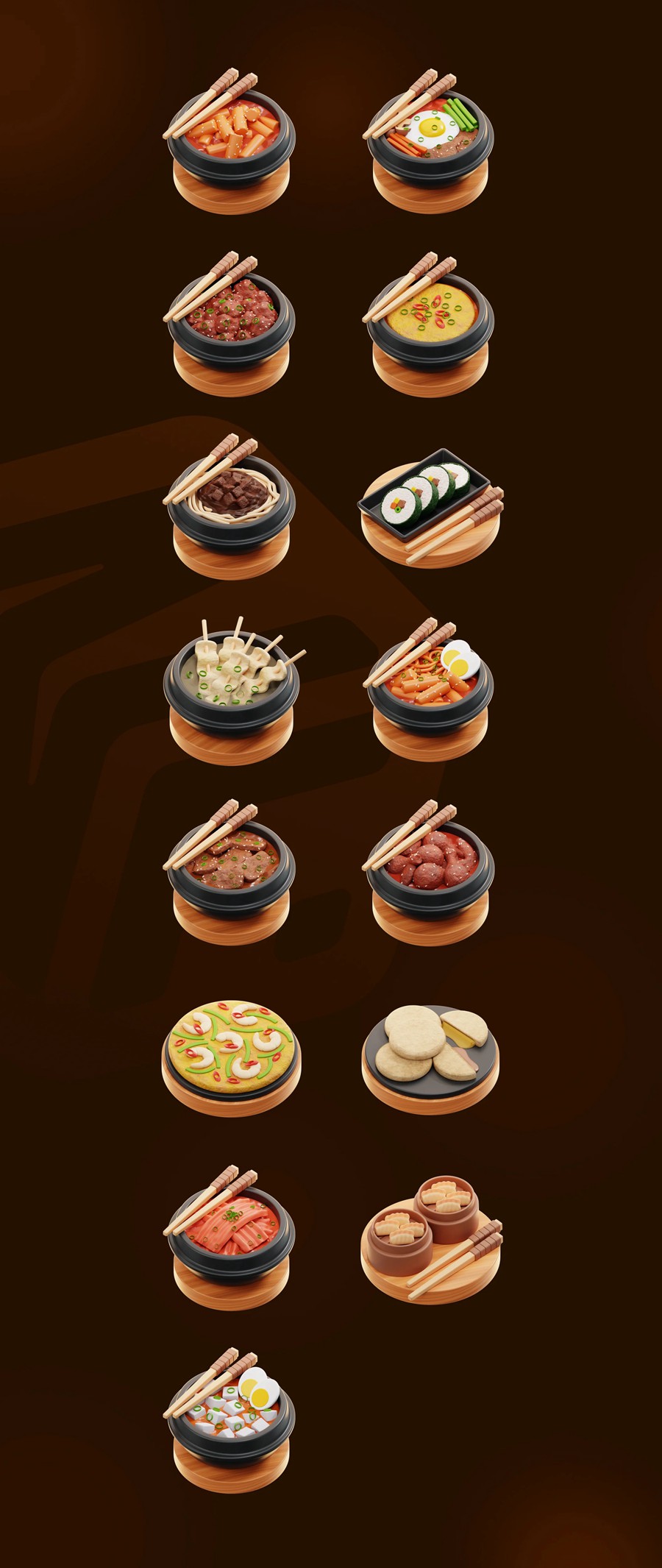 15款独特韩国食品美食3D三维图标Icons设计Blender/PNG格式素材 Korean Food 3D Icon Set , 第6张