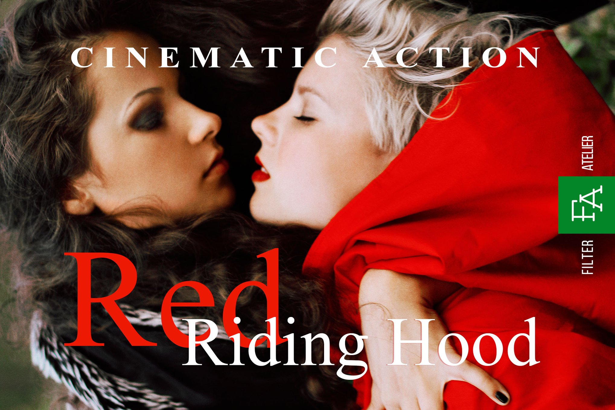 时尚暖色调户外肖像摄影电影效果 Ps调色动作模版 Red Riding Hood – Cinematic Photoshop Action , 第1张