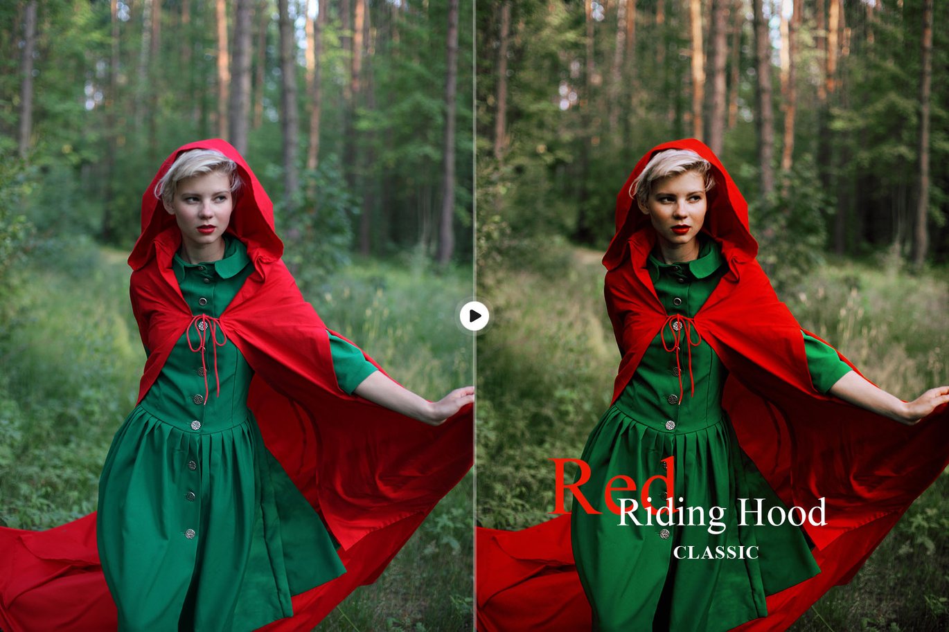 时尚暖色调户外肖像摄影电影效果 Ps调色动作模版 Red Riding Hood – Cinematic Photoshop Action , 第3张