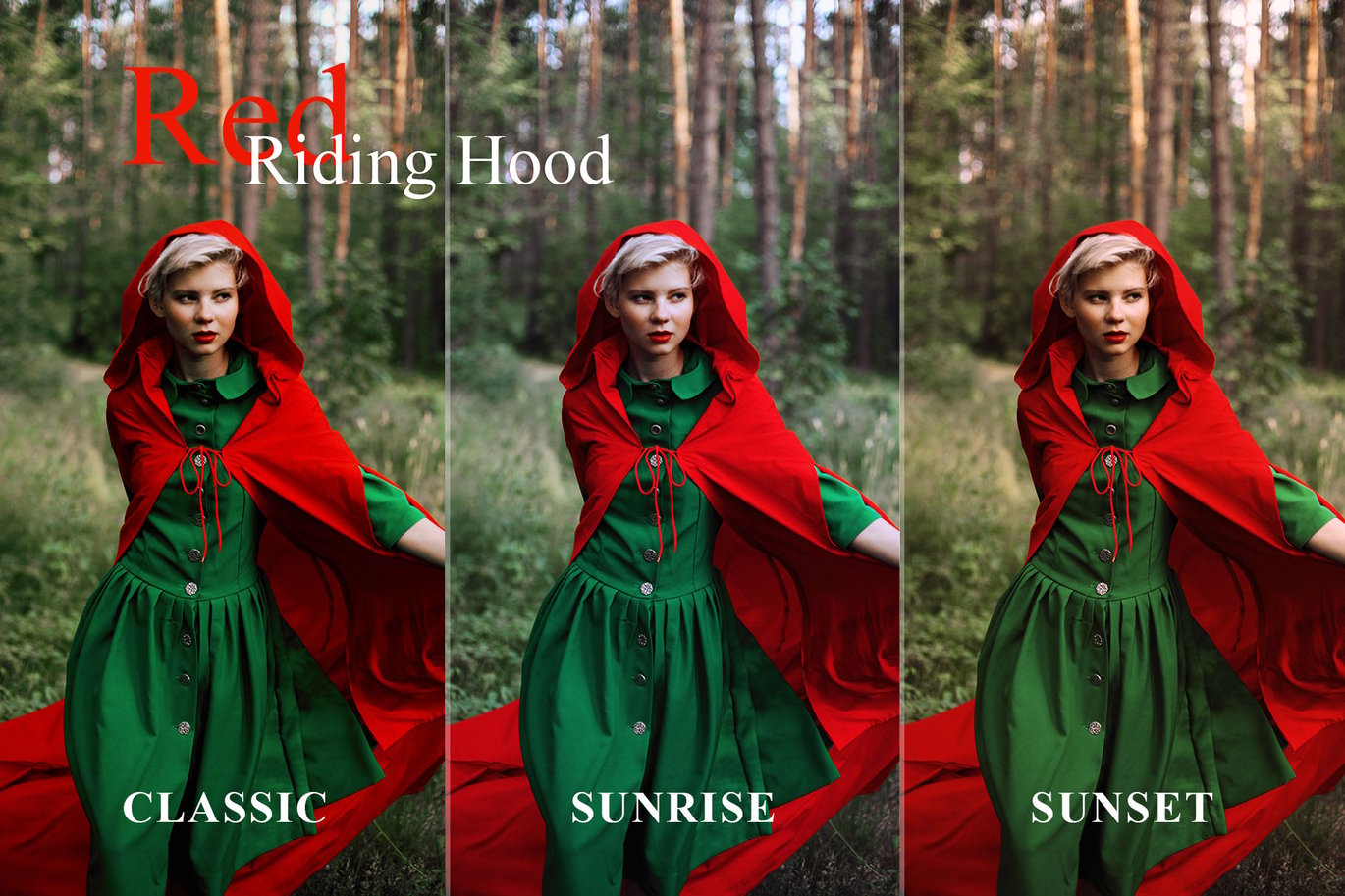 时尚暖色调户外肖像摄影电影效果 Ps调色动作模版 Red Riding Hood – Cinematic Photoshop Action , 第6张