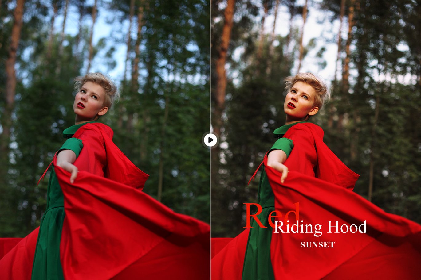 时尚暖色调户外肖像摄影电影效果 Ps调色动作模版 Red Riding Hood – Cinematic Photoshop Action , 第7张