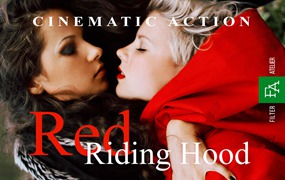 时尚暖色调户外肖像摄影电影效果 Ps调色动作模版 Red Riding Hood – Cinematic Photoshop Action