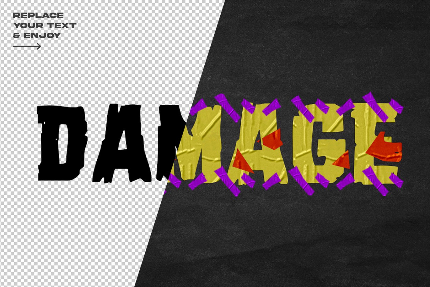 褶皱塑料胶带拼贴DIY刻字效果ps文本特效样机 Duct Tape Text Effect Layer Style Set , 第5张