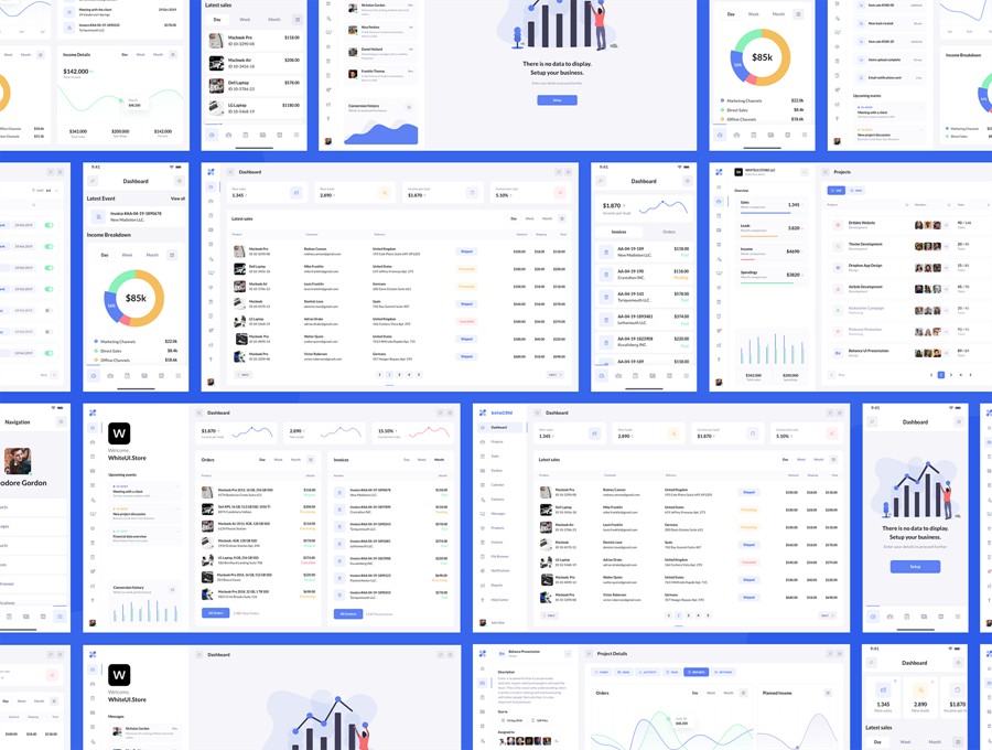 185屏现代简约SaaS电商服务平台仪表盘界面WEB UI界面设计Figma模板素材 BetaCRM UI Kit for SaaS Dashboards , 第10张