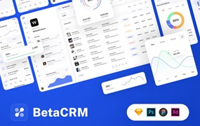 185屏现代简约SaaS电商服务平台仪表盘界面WEB UI界面设计Figma模板素材 BetaCRM UI Kit for SaaS Dashboards