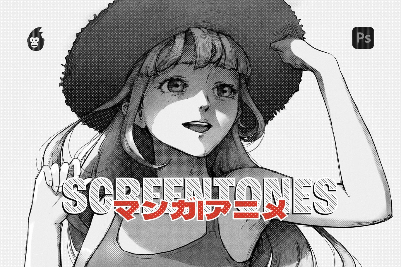 50款日本黑白动漫风格半色调网点绘画艺术PS笔刷画笔设计素材 Manga Screentone Brushes for Photoshop , 第5张