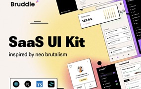 360+屏新野蛮主义SaaS电商服务仪表盘用户界面WEB UI设计模板Figma/Sketch格式素材 Bruddle – Neo brutalism UI kit for SaaS Dashboards